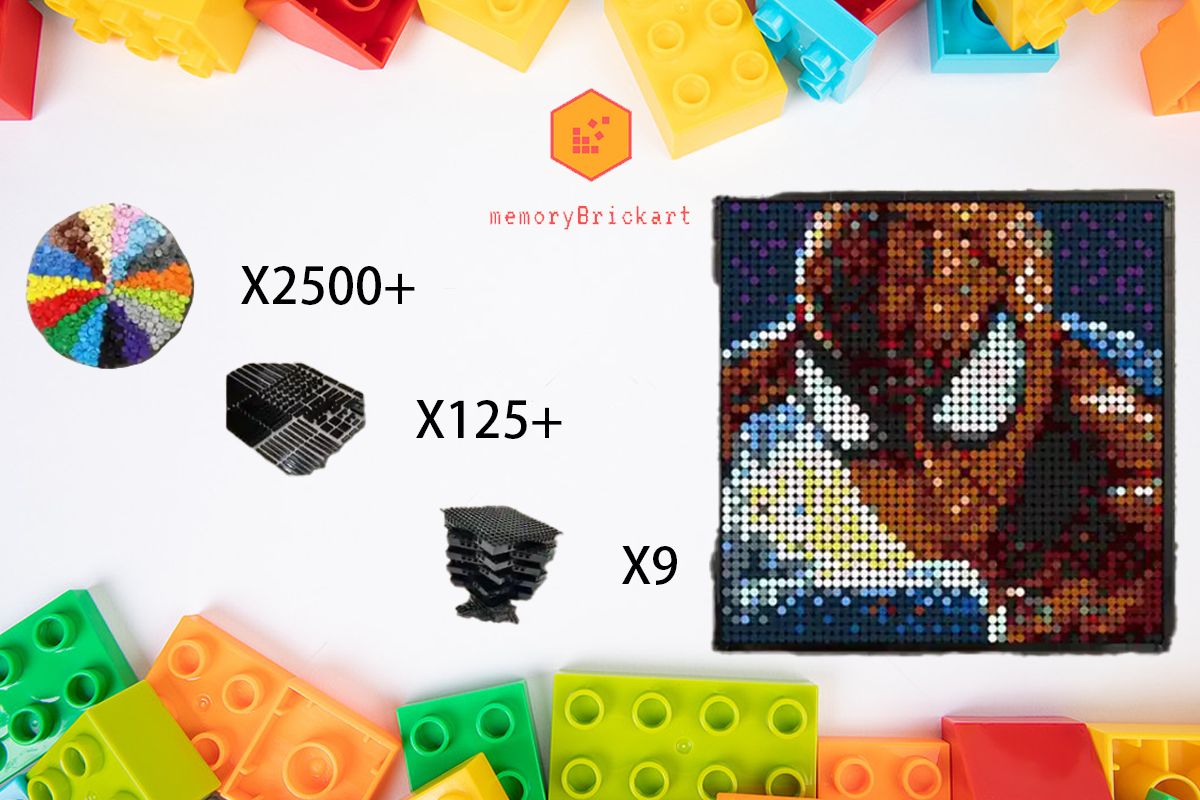 MemoryBrickart LEGO Mosaic - SpiderMan Portrait - 48x48 - MemoryBrickart