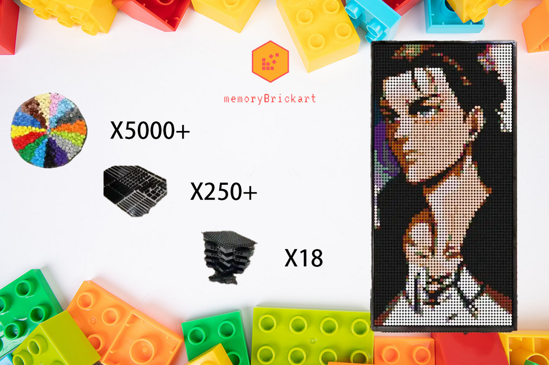 MemoryBrickart LEGO Mosaic - Eren Yeager Portrait - 48x96 - MemoryBrickart