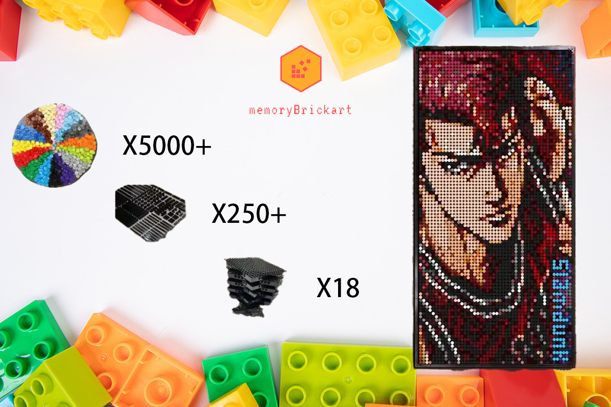 MemoryBrickart LEGO Mosaic - Hanamichi Sakuragi Portrait - 48x96 - MemoryBrickart