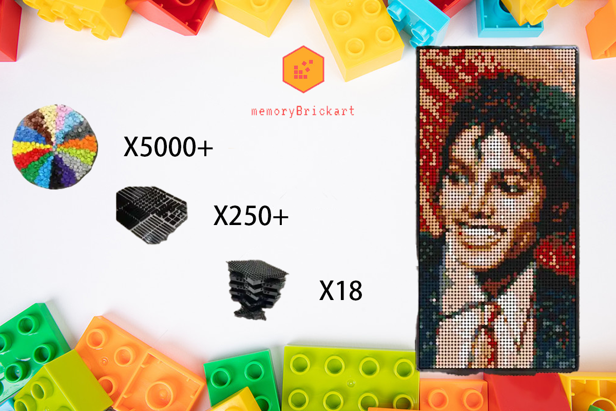 MemoryBrickart LEGO Mosaic - Michael Jackson Portrait - 48x96 - MemoryBrickart